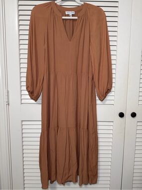 Gibson Latimer Rust-Tone Tiered Midi Dress